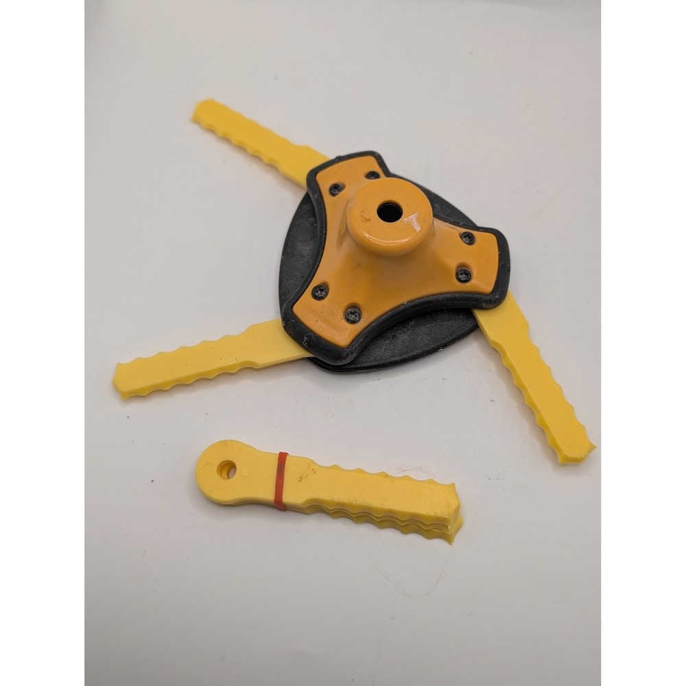 Universal 3-Blade Serrated Trimmer Head with Extra Replacement Blades Yellow